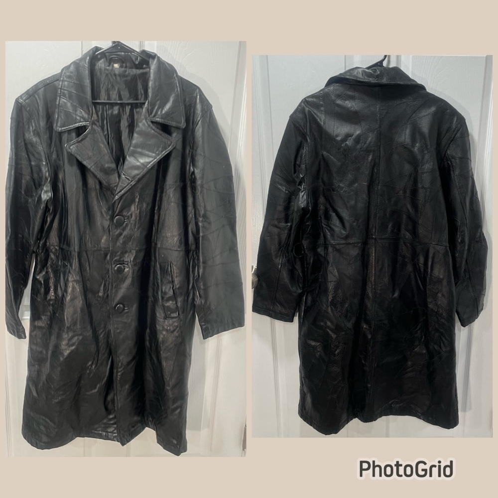 Vintage Leather Trenchcoat Black Size M Overcoat